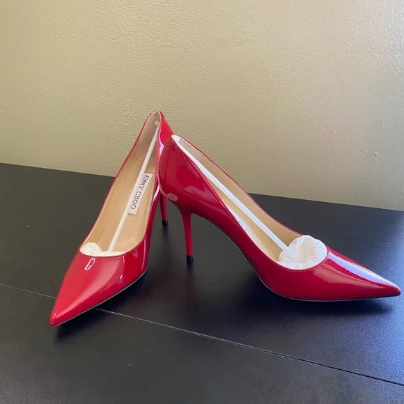 Jimmy Choo Agnes Patent Red Pumps - Picture 9 of 9